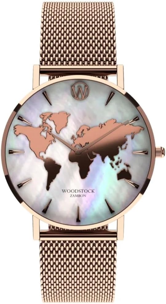 Woodstock Zambon Elegant Ladies Watch - Genuine Mother of Pearl Dial - 316L Rose Gold Steel - 5ATM Waterproof - Refined and Adjustable Design - Luxury Gift, pink gold, Minimalist
