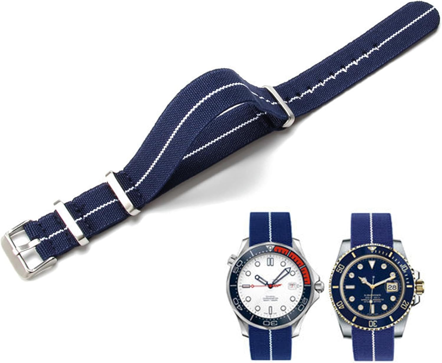 Nylon Watch Strap Elastic 18 mm 20 mm 22 mm Nato Style Military Tear Parachute Replacement Sports Straps in Elastic Nylon Fabric Watch Strap for Men and Women