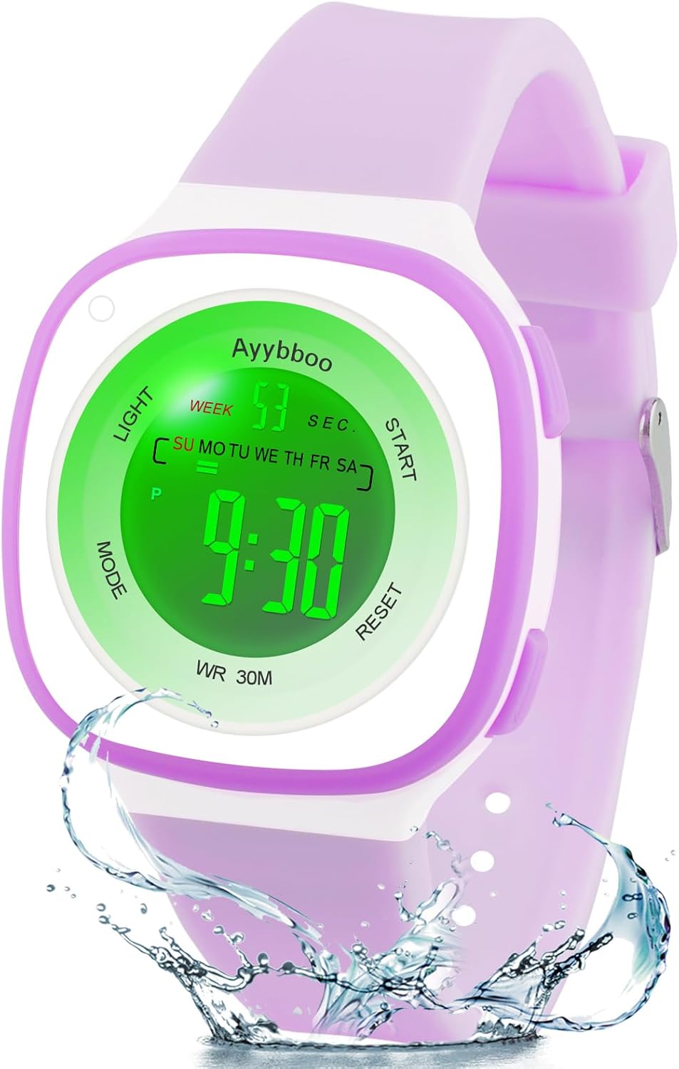 Children's Watch, 7 Colour Illuminated Watch, Digital Watch for Children, Waterproof, 3 ATM for Children and Girls from 4 to 12 Years
