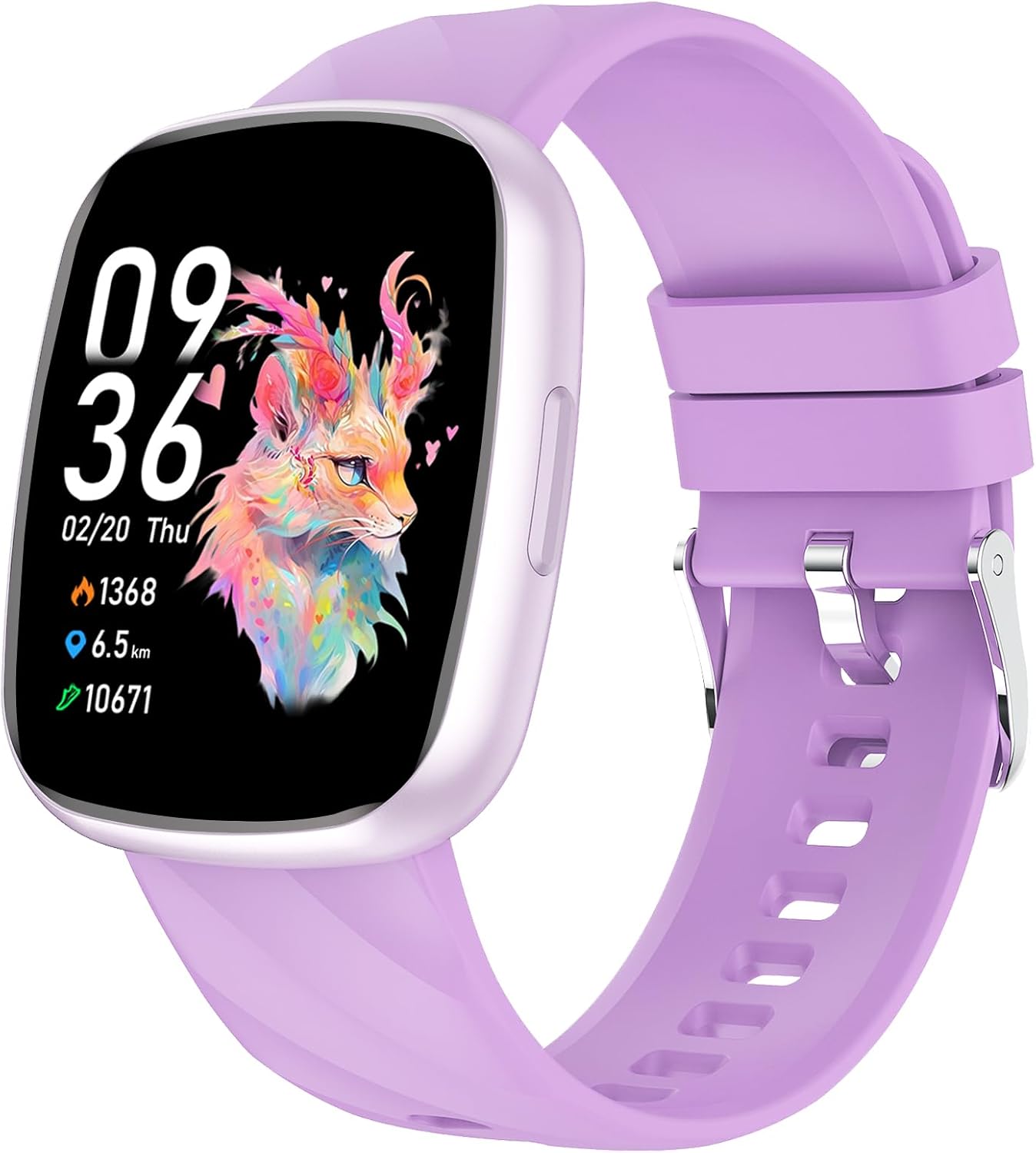 Children's Smartwatch, Fitness Tracker Watch, 1.75 Inches, Smart Watch with 100+ Sports Modes, Heart Rate, Sleep Monitor, Games, Pedometer, Gift for Boy Girl Ado 5-16 Years – Purple