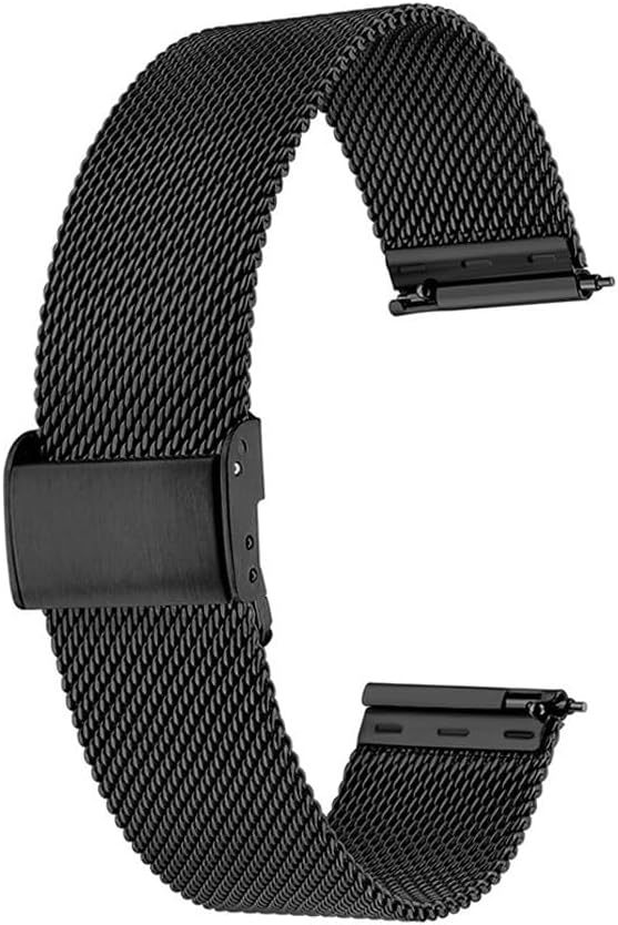 Universal 22 mm Black Replacement Steel Straps with Quick Release Adjustable without Tools for Men and Women Compatible with All Watches 22 mm for Smartwatch Watch