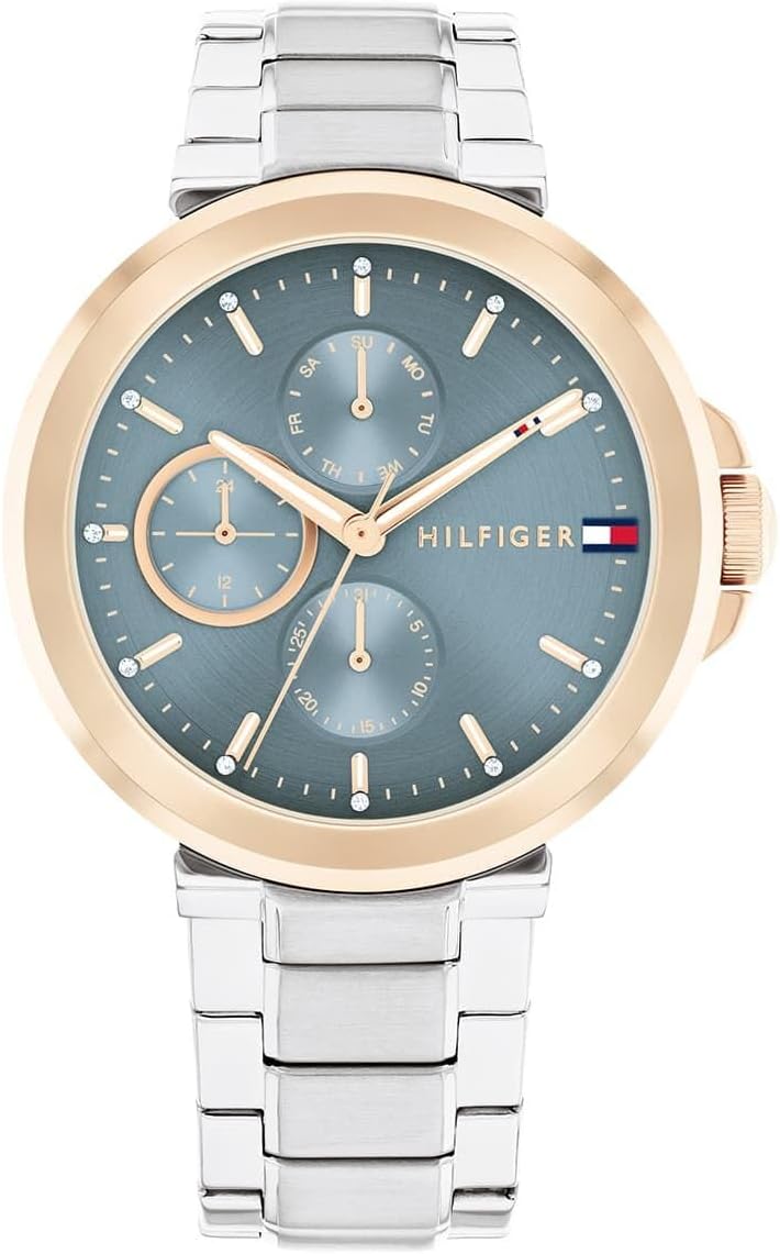 Tommy Hilfiger Orologio Analogico Multifunzione al Quarzo da Donna con Cinturino in Acciaio Inossidabile