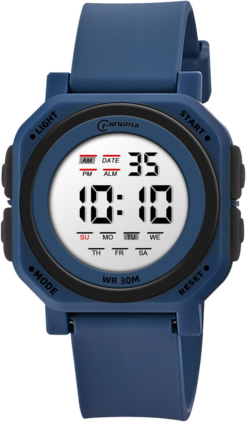 3 ATM Waterproof Digital Sports Wrist Watch with Alarm Stopwatch LED Light Date for Teenagers