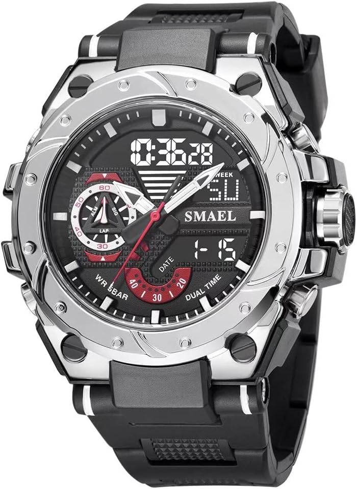 Military Watches for Men Outdoor Sports Waterproof Digital Tactical Watch with Big Date Alarm Wrist Multifunction LED, Kl574p Sweatshirt - Children, Big Wrist