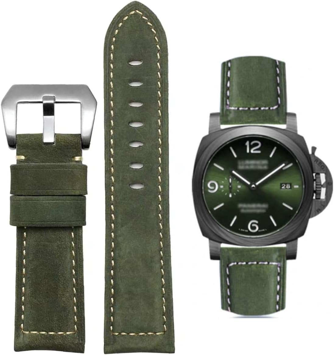 Genuine Leather Watch Strap Vintage Replacement for Men in Soft Waterproof with Tools 20 mm 22 mm 24 mm 26 mm for Panerai