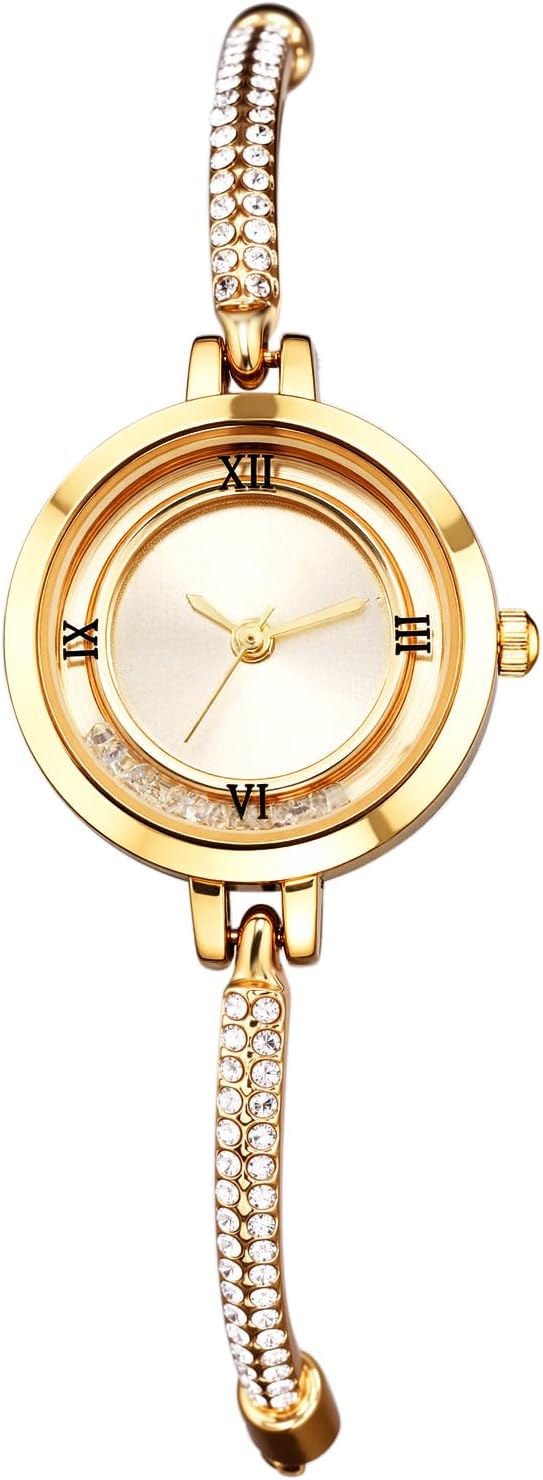 OIDEA Elegant Women's Analogue Watch: Adjustable Rhinestone Bracelet Dial Circle Quartz Movement Roman Numerals - Business Gift Birthday Mother's Day