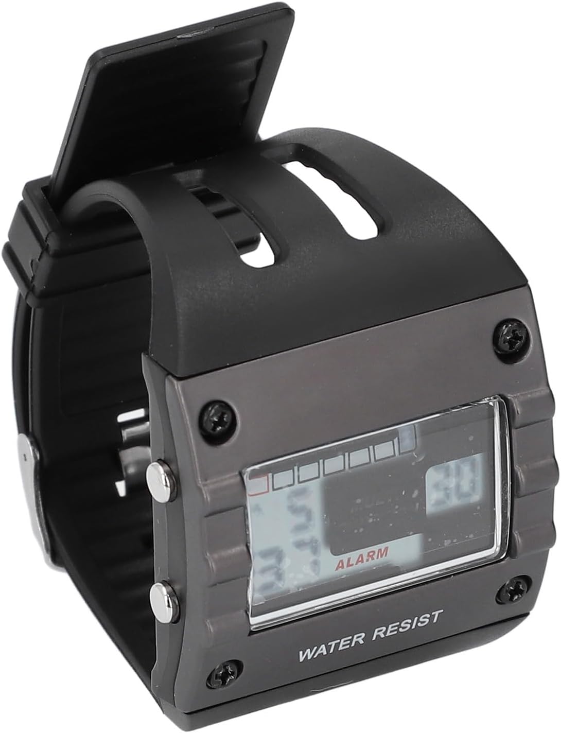 30M Big Screen Waterproof LED Night Light Digital Military Sport Watch Stopwatch Alarm Shock Proof for Men (BLACK)