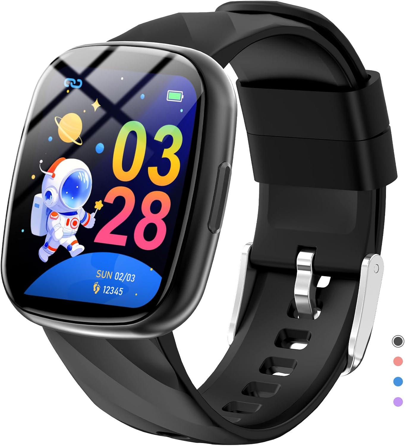 IP68 Waterproof Smartwatch for Children, Fitness Activity Tracker Watch with 100+ Sports Modes, Heart Rate, Sleep Monitor, Gift for Boys and Girls, Black