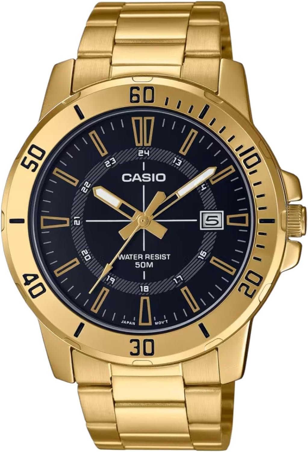 Casio MTP-VD01G-1C Enticer Gold Color Stainless Steel Black Dial Casual Analog Sports Watch Black, Black, bracelet