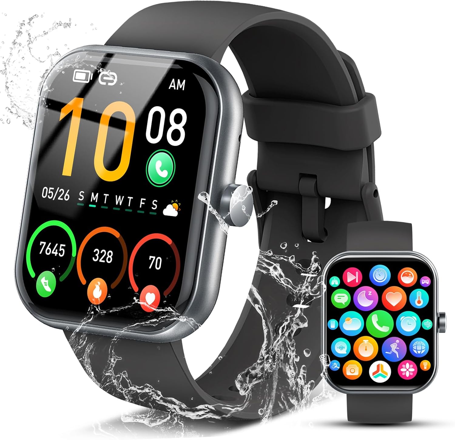 2025 Smartwatch Uomo Donna, 1.96" Orologio Smartwatch con Effettua/Risposta Chiamate, 113 Modalità Fitness Tracker con Sonno/Cardiofrequenzimetro, IP68 Impermeabile Smart Watch per iOS Androd