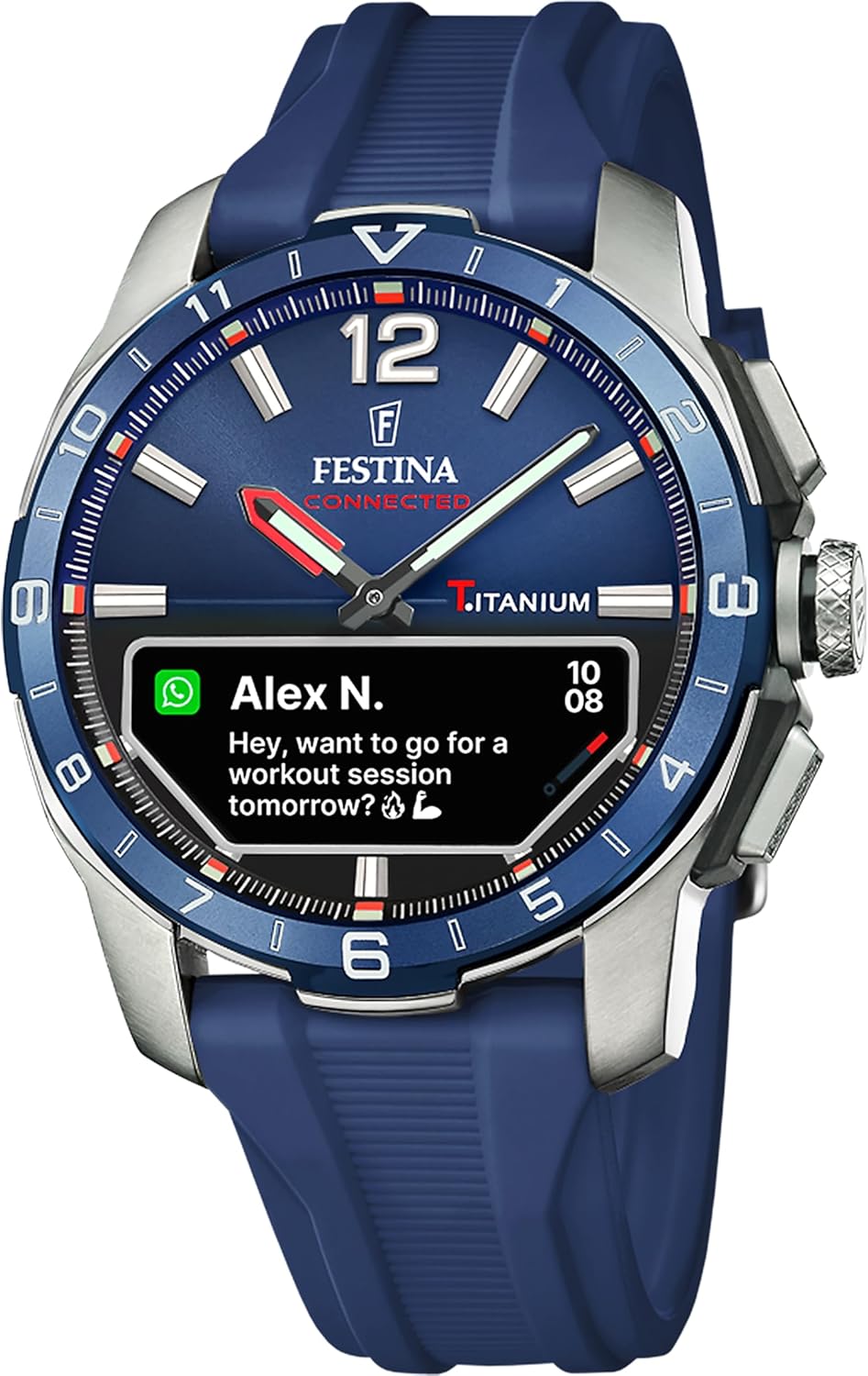 Festina Smartwatch Ibrido Uomo - Cinturino in Gomma Arancione - Passi, Musica, Notifiche - Batteria 10 Giorni - F23000 Connected D