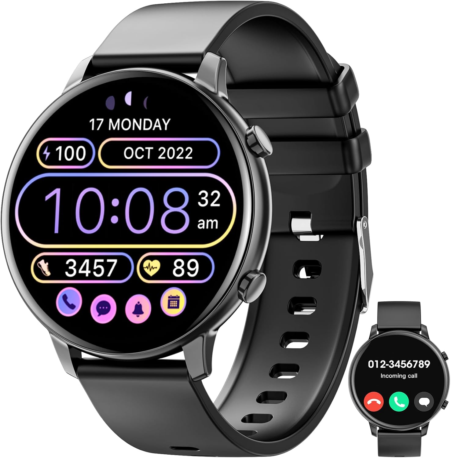 Hwagol Women's Smartwatch for Men, 1.39 Inches HD Smartwatch with Sleep/SpO2/Heart Rate Monitor, Round Pedometer Watch with 100+ Sports, Smart Watch Calls Compatible for iOS Android