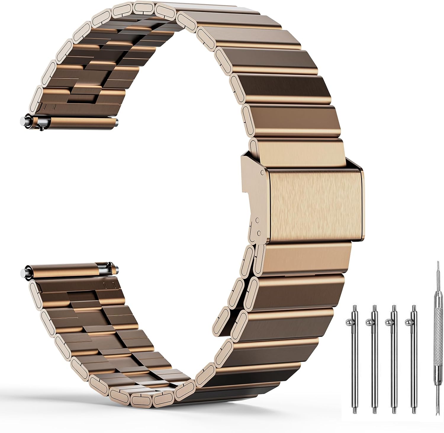 22mm Stainless Steel Watch Strap, Black Metal Watch Strap for Smartwatch with Quick Release, Replacement Watch Bands for Men and Women, 20 mm, 22 mm