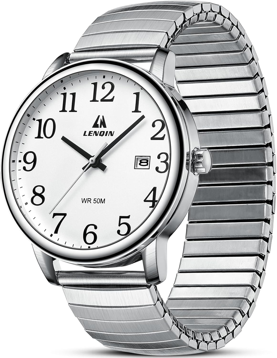 LN LENQIN Orologio Uomo Orologi Analogico Al Quarzo da Uomo Orologi da Polso da Impermeabili Easy Reader Cinturino di Espansione da 38 mm Orologio da Lavoro Alla Moda Con Data