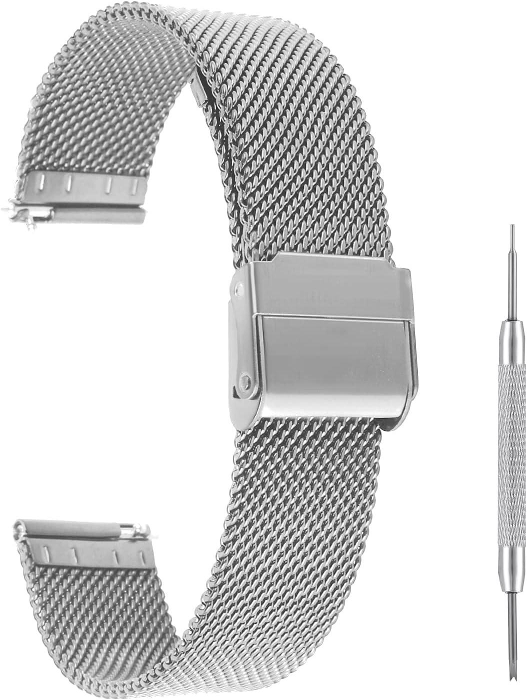 cobee Watch Straps, Quick Release Watch Straps, Adjustable Stainless Steel Mesh Watch Straps, Milanese Mesh Strap with 18 mm Lug (Silver)