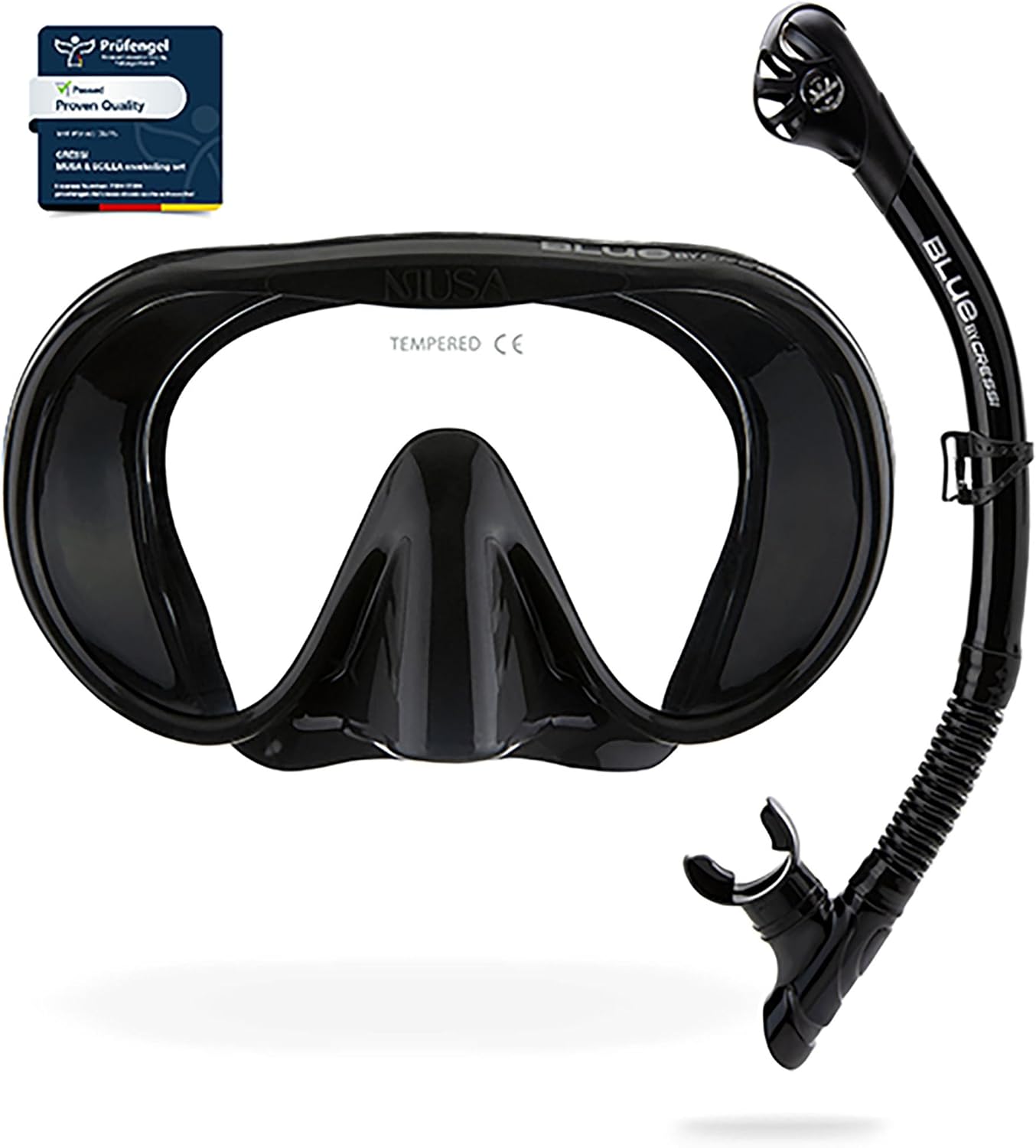 CRESSI Musa - Maschera Frameless o Combo Set Maschera Framelles + Snorkel Scilla per Immersioni e Snorkeling, Basso Volume Interno e Ampio Campo Visivo, Taglia Unica, Adulti