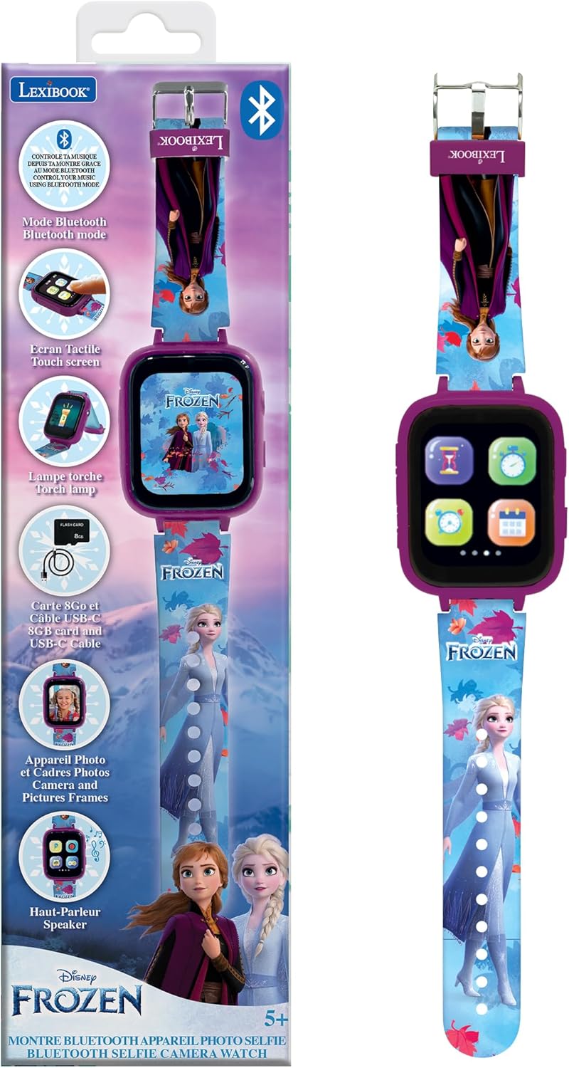 Lexibook - Disney The Snow Queen, Bluetooth Watch with Frozen Color Screen with Camera and 8GB Memory, DMW071FZ