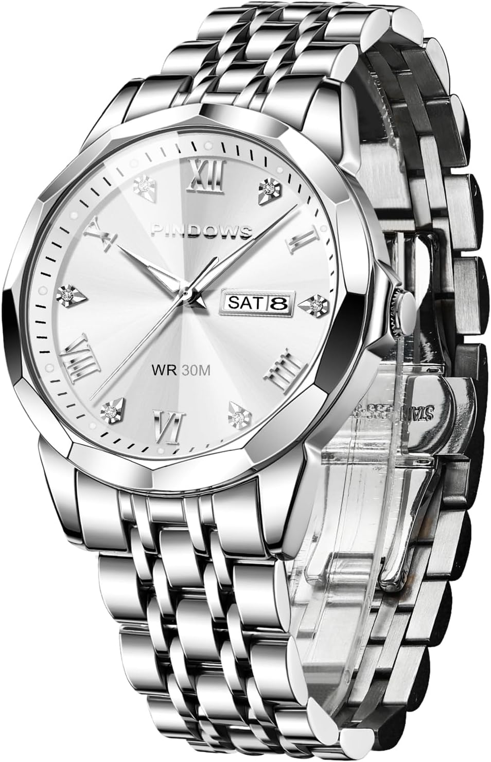 pindows-mens-watches-diamond-business-dress-analogue-quartz-stainless-steel-waterproof-date-light-two-tone-luxury-casual-wrist-watch-black-dial-silver-strap