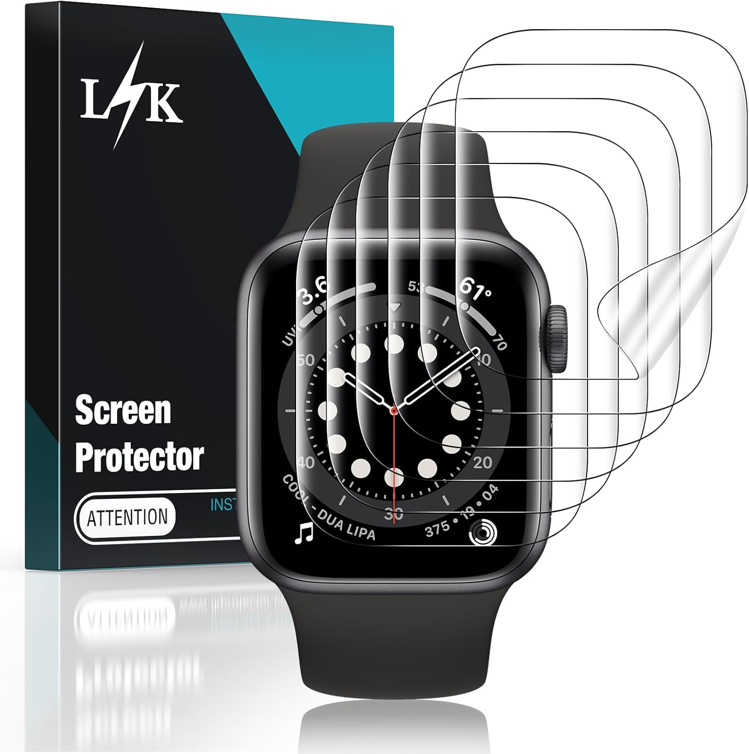 LK 6 Pieces TPU Protective Film for Apple Watch Series SE 3/Series 6 5 4 SE 40 mm – Bubble Free Transparent HD Screen Protector Easy with Installation Kit