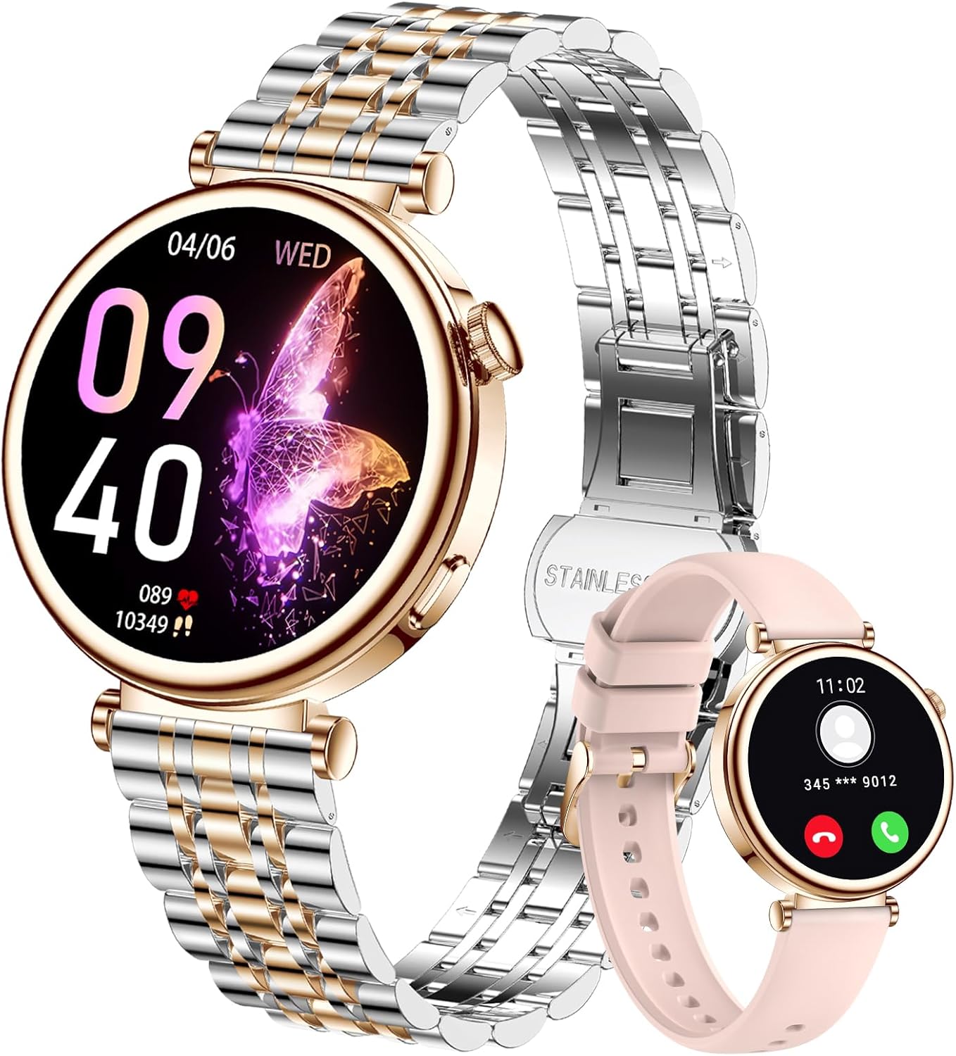 CIVO Women's Smartwatch Watch Calls: Whatsapp Bluetooth Compatible Android iOS – Fitness Tracker Smart Watch Pedometer Sport Rose Gold