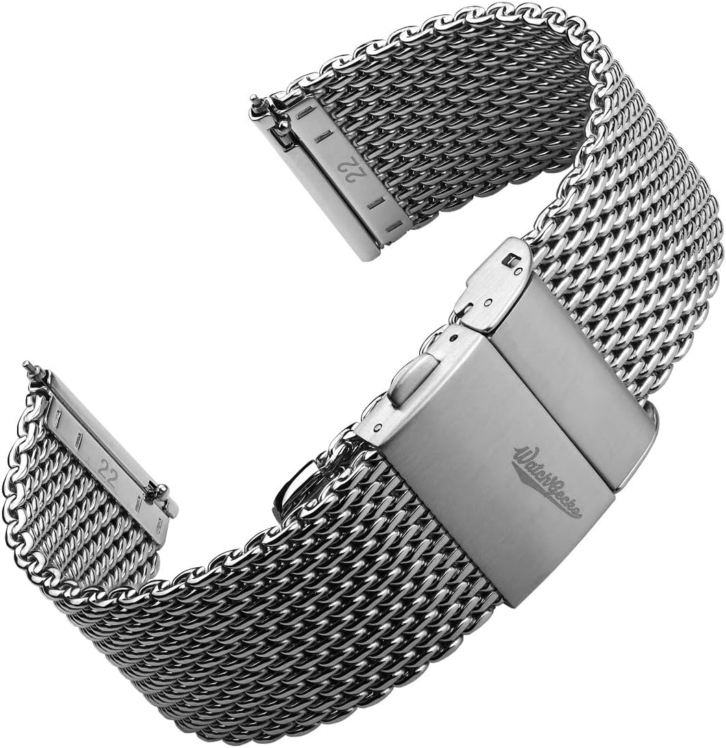 Geckota Merriott Quick-Release Milanese Mesh Watch Strap with Double Push Button