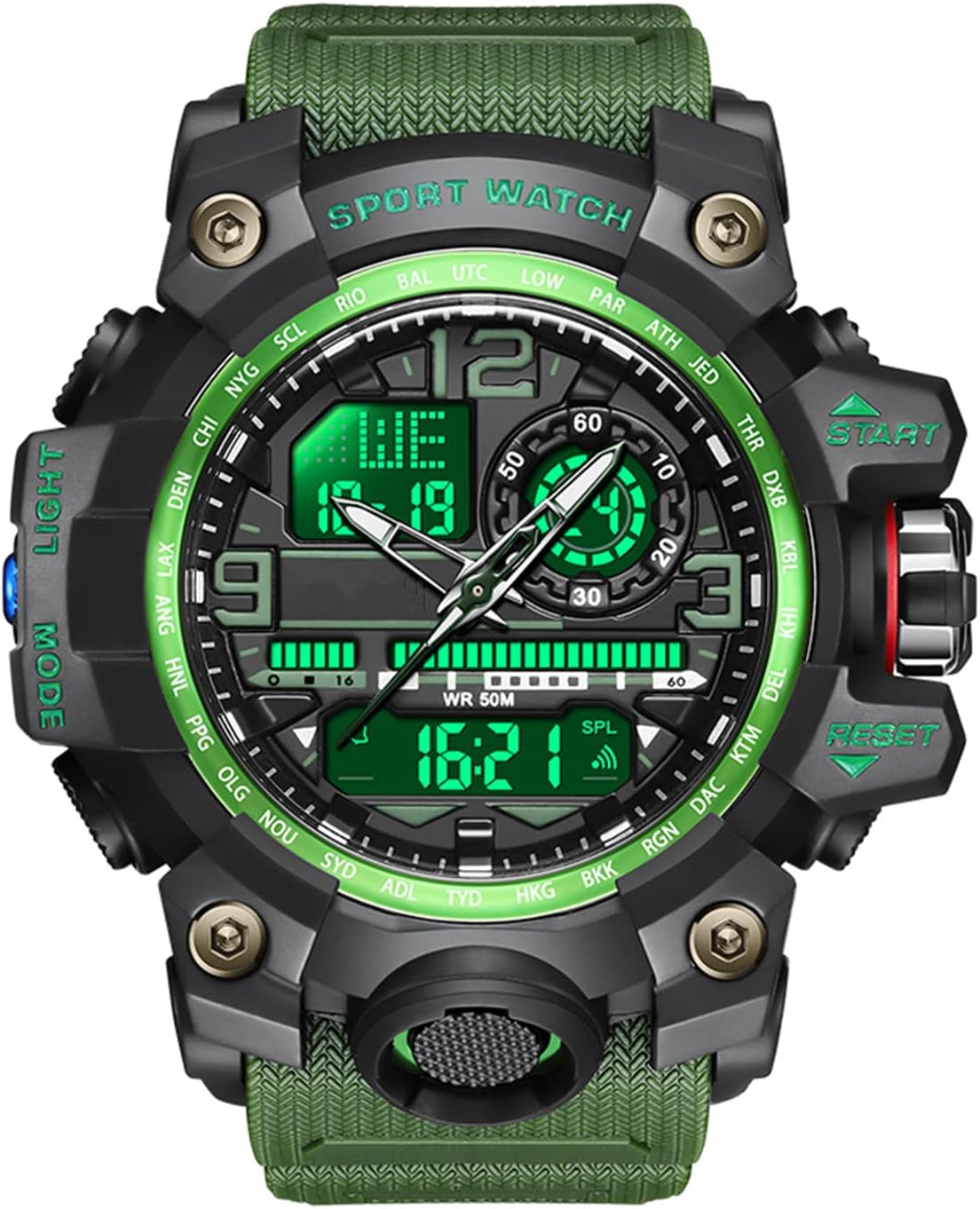 Forrader Mens Waterproof Military Digital Electronic Tactical Multifunction Dual Alarm Date Stopwatch Sport Watch