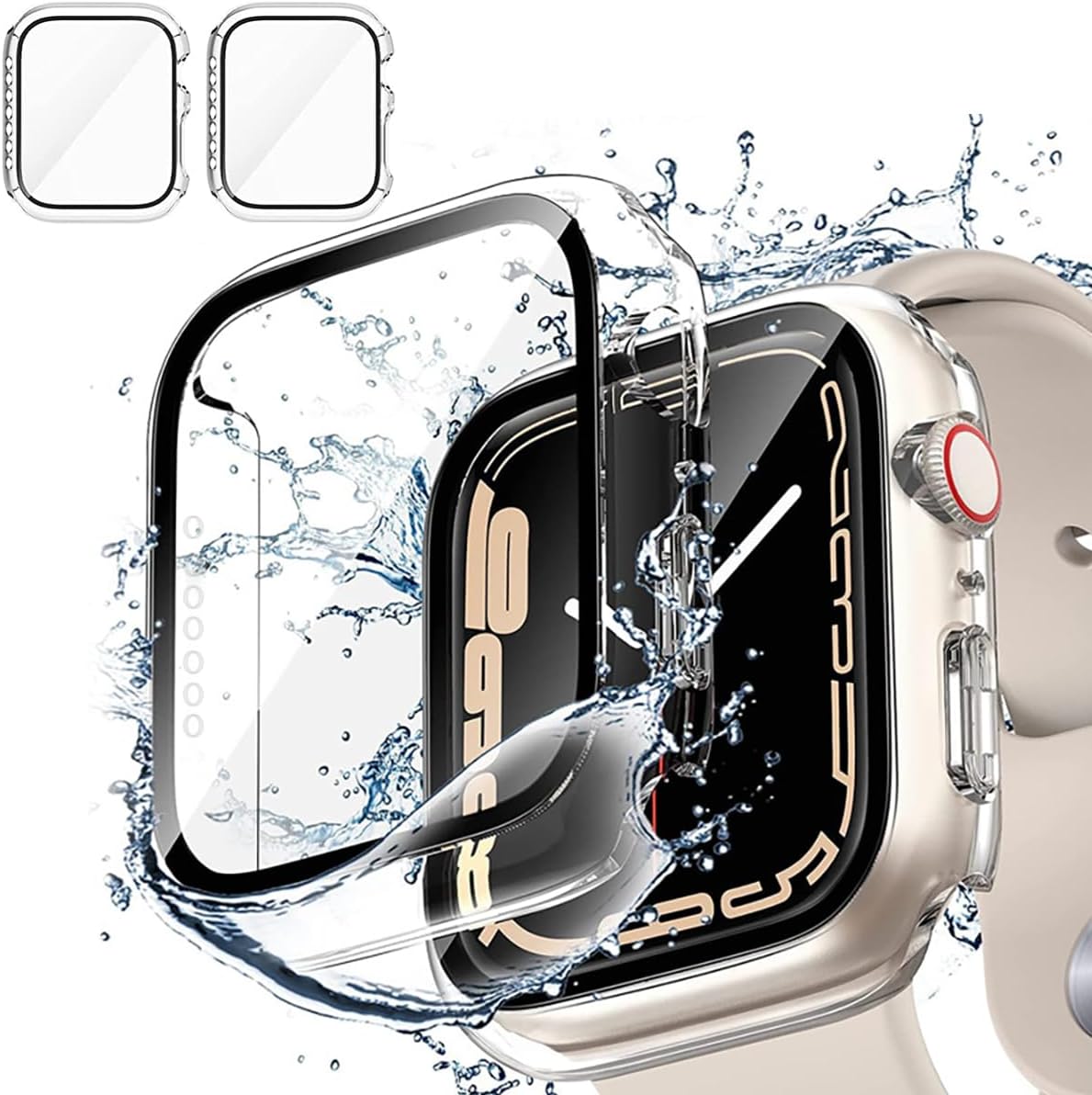 unnderwiss-2-pieces-transparent-cover-for-apple-watch-se-series-6-series-5-series-4-40-mm-with-tempered-glass-full-coverage-hard-case-hd-clear-screen-protector-40-mm
