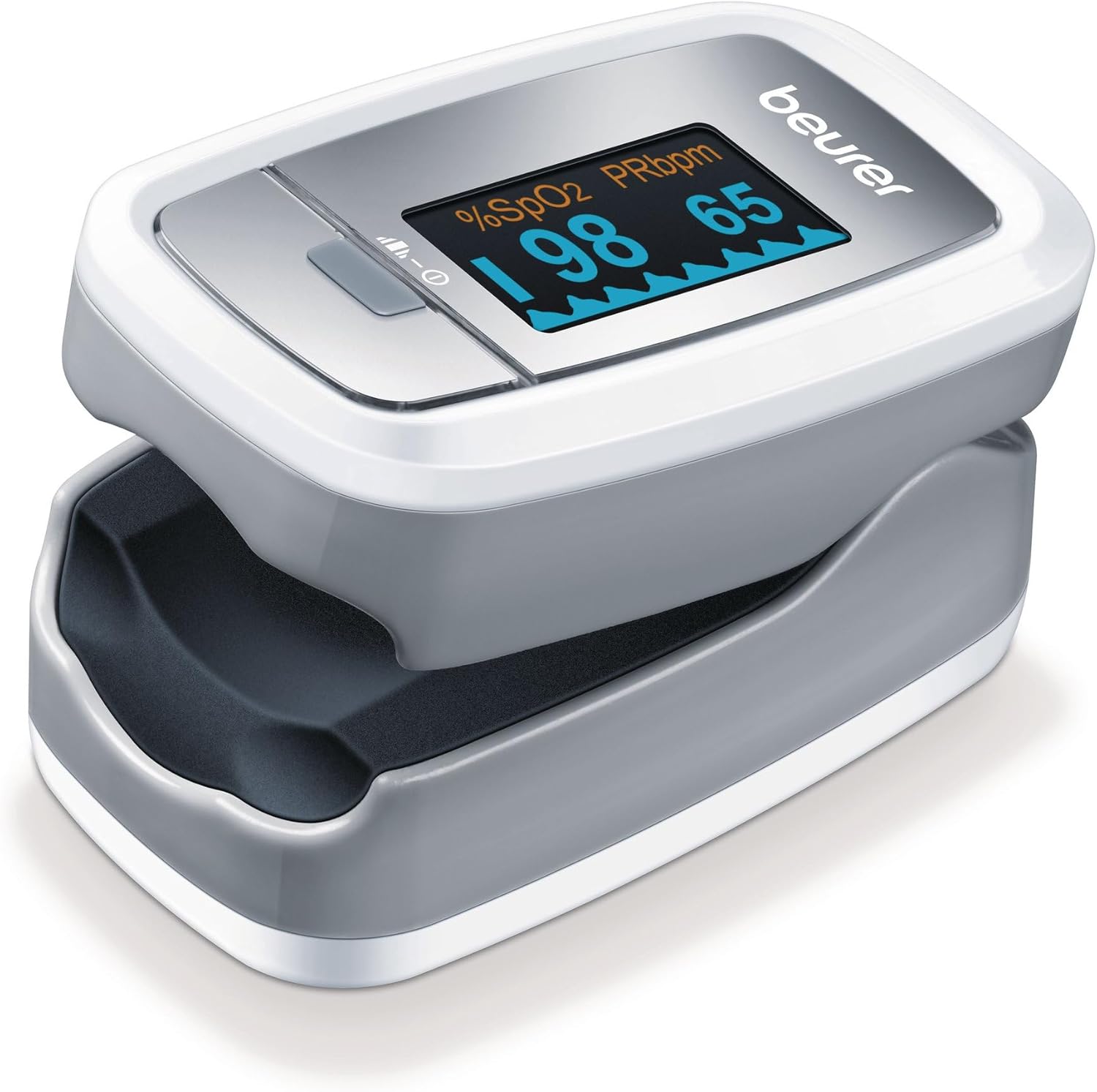 Beurer PO 30 Professional Certified Finger Saturation Oximeter with SpO2 Oxygen and Heart Rate, 4 Views Colorful Display, Automatic Shutdown, with Case Included, Medical Device