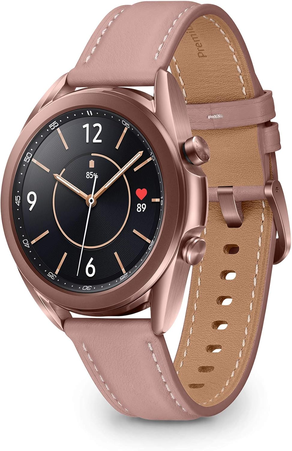 Samsung Galaxy Watch3 Bluetooth Smartwatch, 41 mm Steel Case, Leather Strap, Saturometer, Fall Detection, Sport Monitor, 48 g, 247 mAh Battery, IP68, Mystic Bronze
