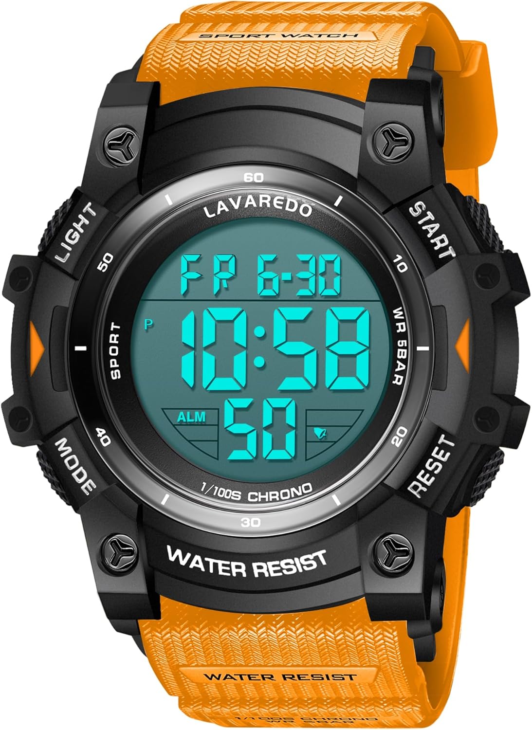 Men's Watch, Digital Watch with Alarm, Stopwatch, Date, Light, Sports Watch with Silicone Strap, Water Resistant Up to 5 ATM