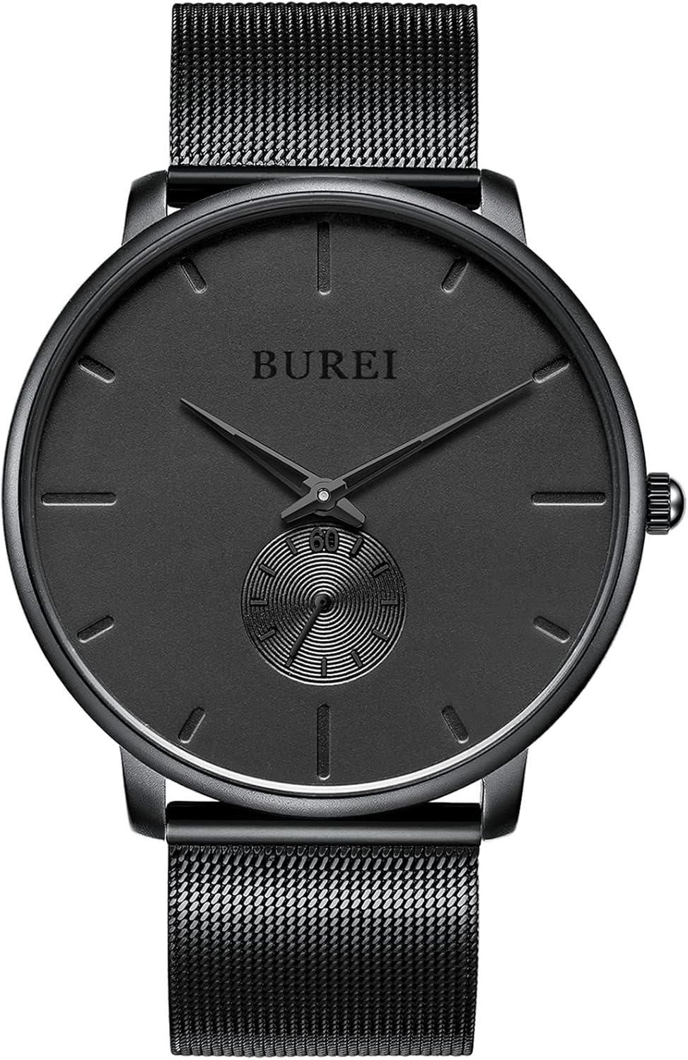 BUREI Men's Watch Quartz Analogue Minimalist Black Classic Design Fashion Style for Men and Women
