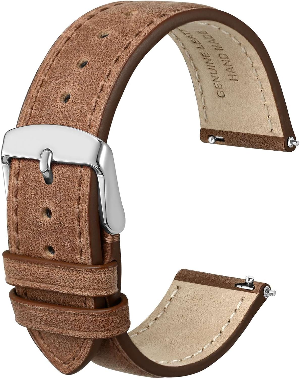 Anbeer Retro Leather Straps Quick Release Crazy Horse Leather Bands for Men and Women, Band Width 18mm 20mm 22mm 16mm 19mm 24mm