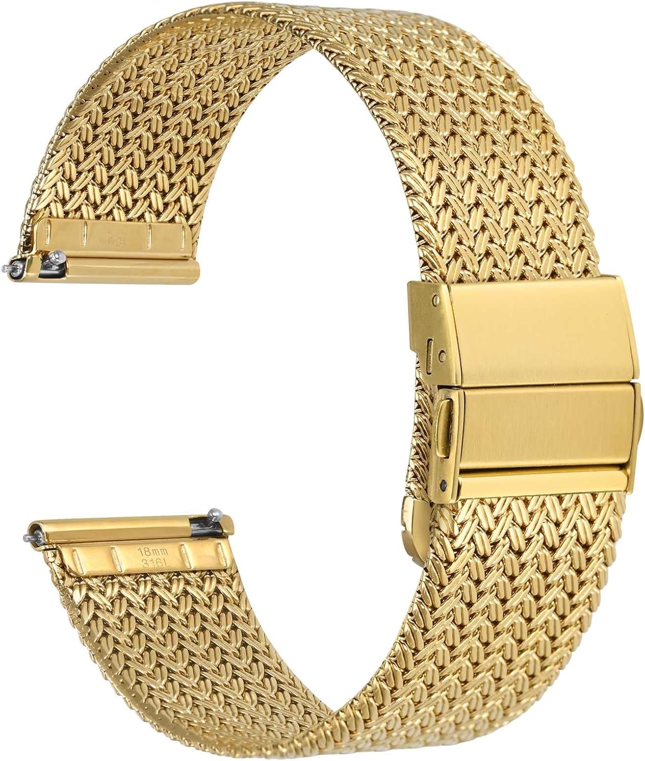 WOCCI Elite Metal Watch Bands for Women and Men, 316L Stainless Steel Mesh Strap, Quick Release, Upgraded Folding Clasp, 14mm 16mm 18mm 20mm 22mm