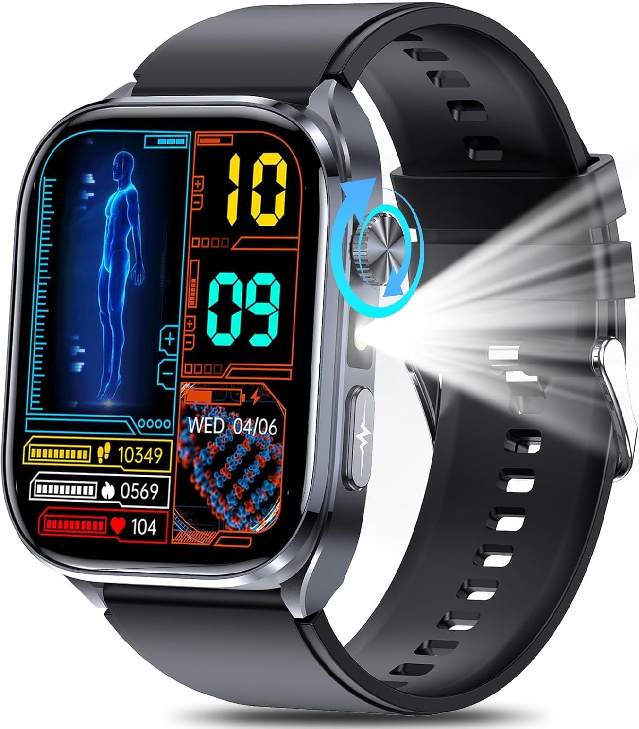 2025 New AI Smartwatch ECG / 24H Blood Pressure 2 Inches Healthy Watch for Men and Women with Phone Function, SOS, Dazzling and Sports / Flashlight