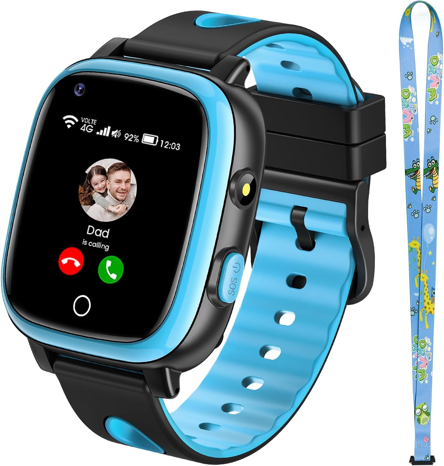 4G Children's Smartwatch with Video Calls and Phone, SOS, GPS, Smartwatch Kids Watch with IP68 Waterproof, Voice Chat, School Mode, Flashlight, Gift for Boys and Girls, Blue