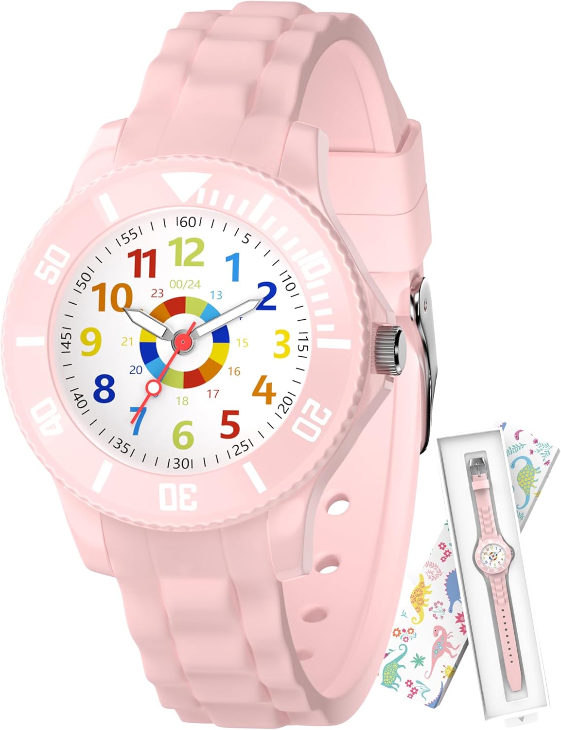 Children's Educational Watch with Readable Dial, Easy Time Learning, Waterproof 3 ATM, Adjustable Soft Strap, Educational Gift for Boys and Girls 4-12 Years