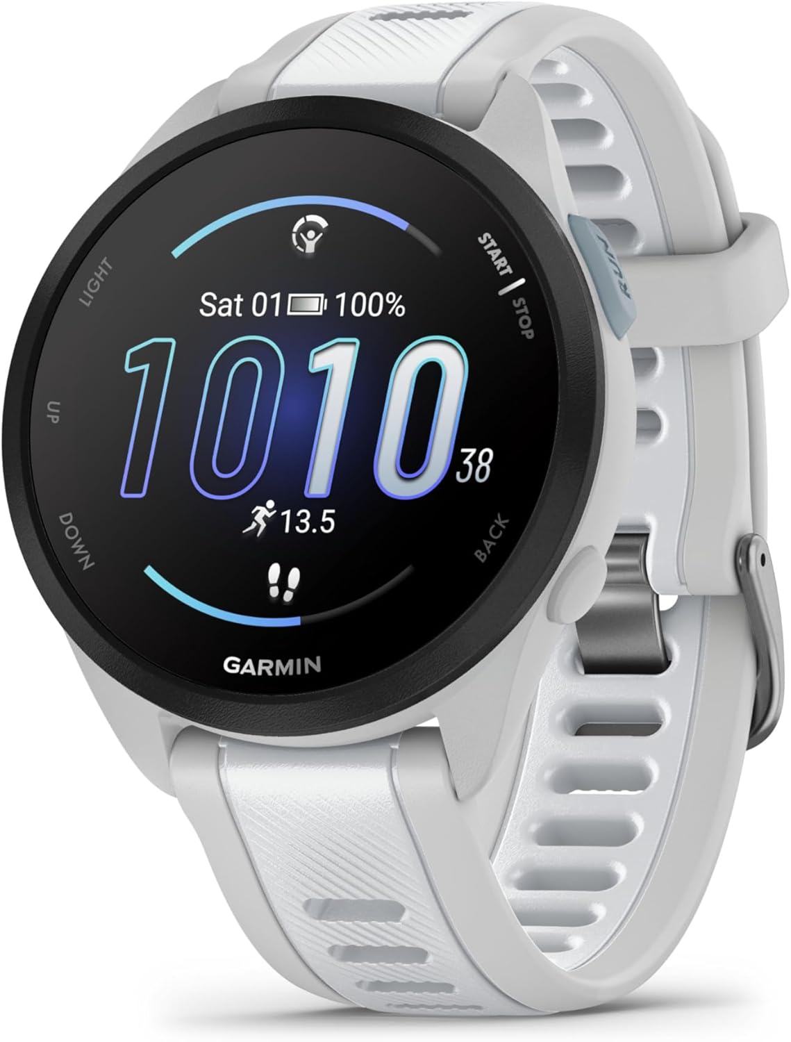 Garmin Forerunner 165 Running Smartwatch 43mm GPS Cardio VO2max Morning Report HRV Status Free Plans 5K 10K 21K Training Readiness Pay (Mist Grey & Whitestone)