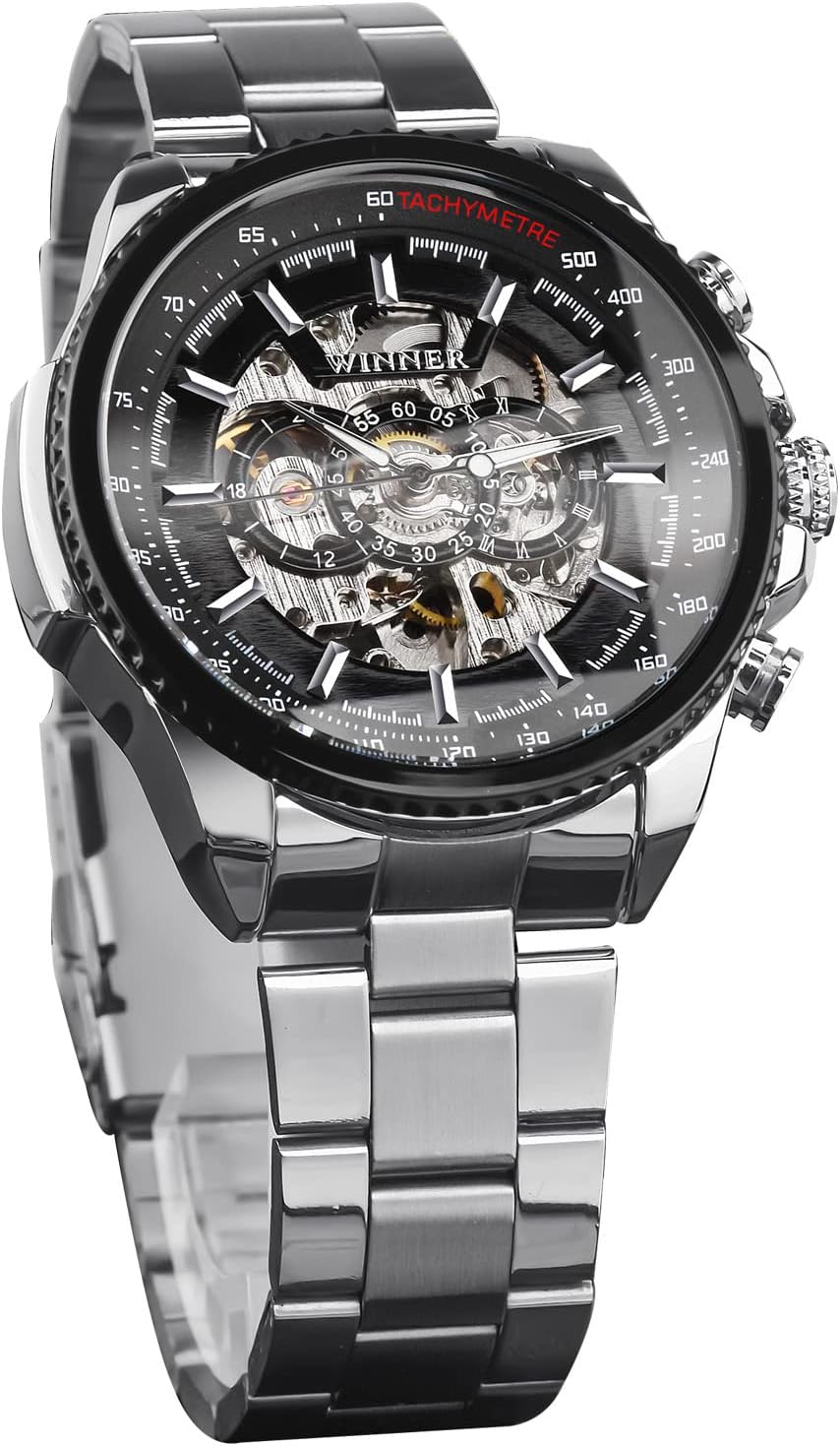 FORSINING Mechanical Watches Men Waterproof Skeleton Fashion Automatic Watch Luminous Big Dial Mens Wrist Watch