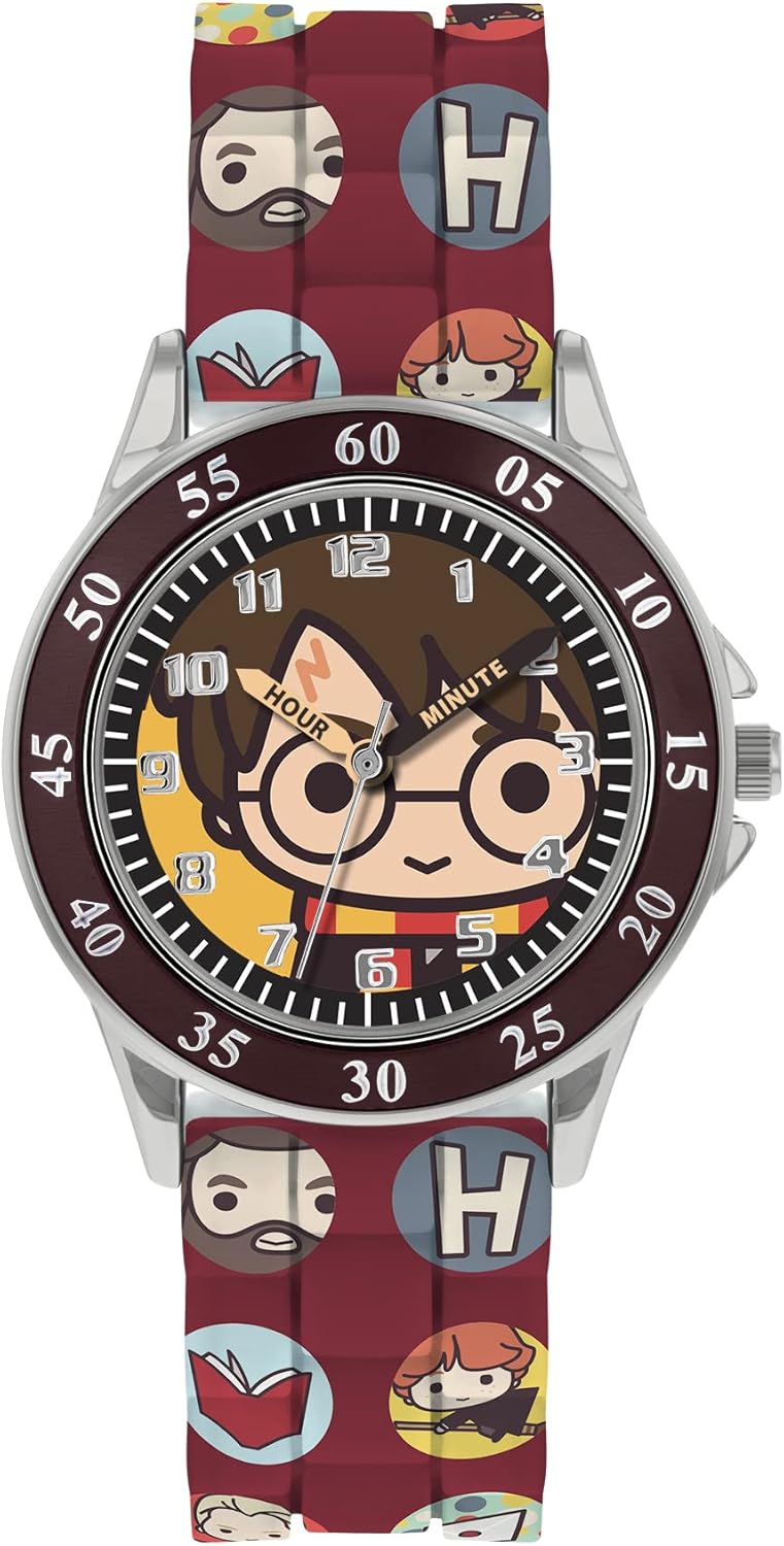 Harry Potter Warner Brothers HP9049 Timed Teacher Strap Wrist Watch Brown Red Strap