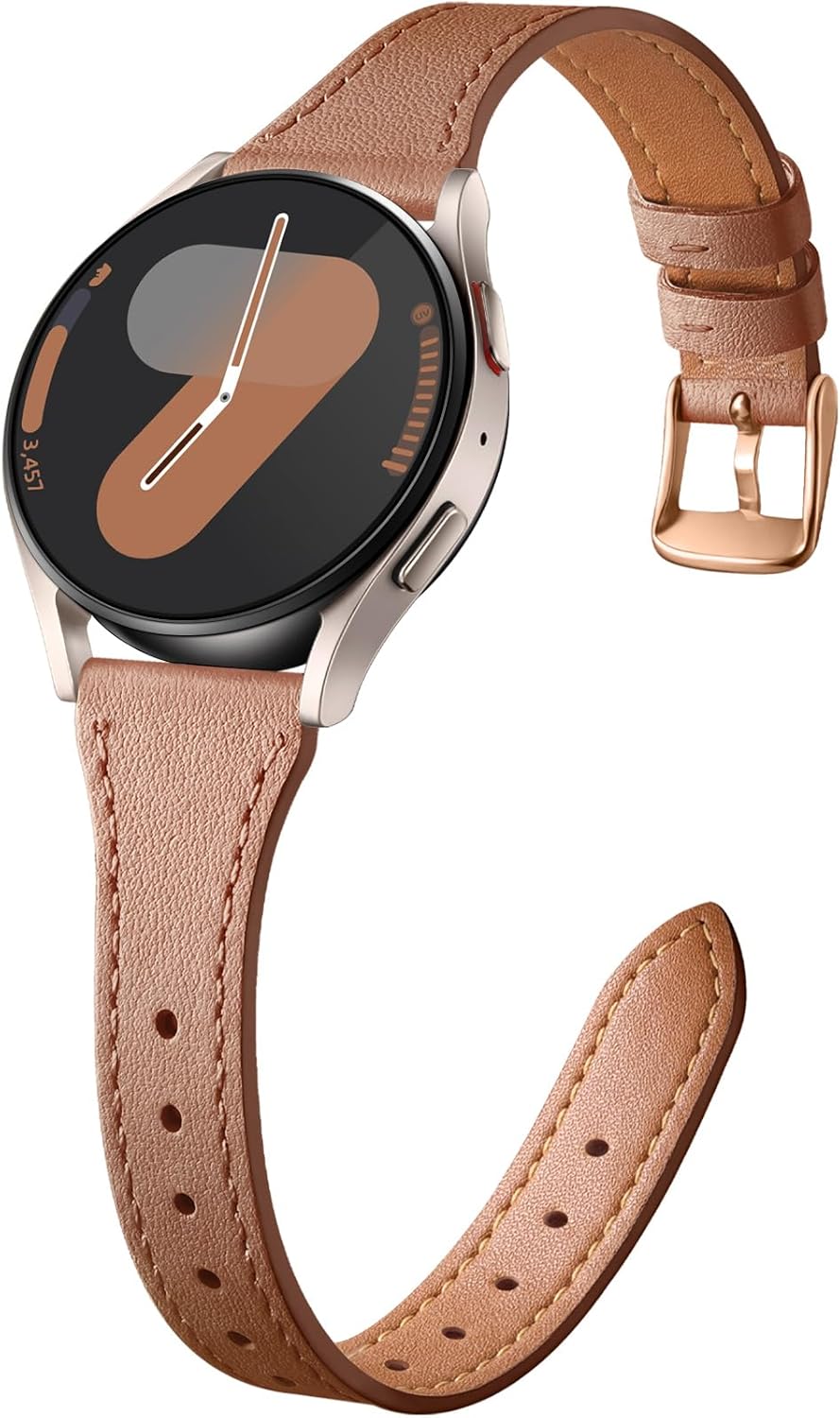 Easuny Sottile Pelle Cinturini Compatibile con Samsung Galaxy Watch 7 Cinturino - Galaxy 6 5 4 40mm 44m, Vera Pelle Cinturino per Samsung Watch 6 Classic 47mm 43mm, 4 Classic 42mm 46mm, Marrone