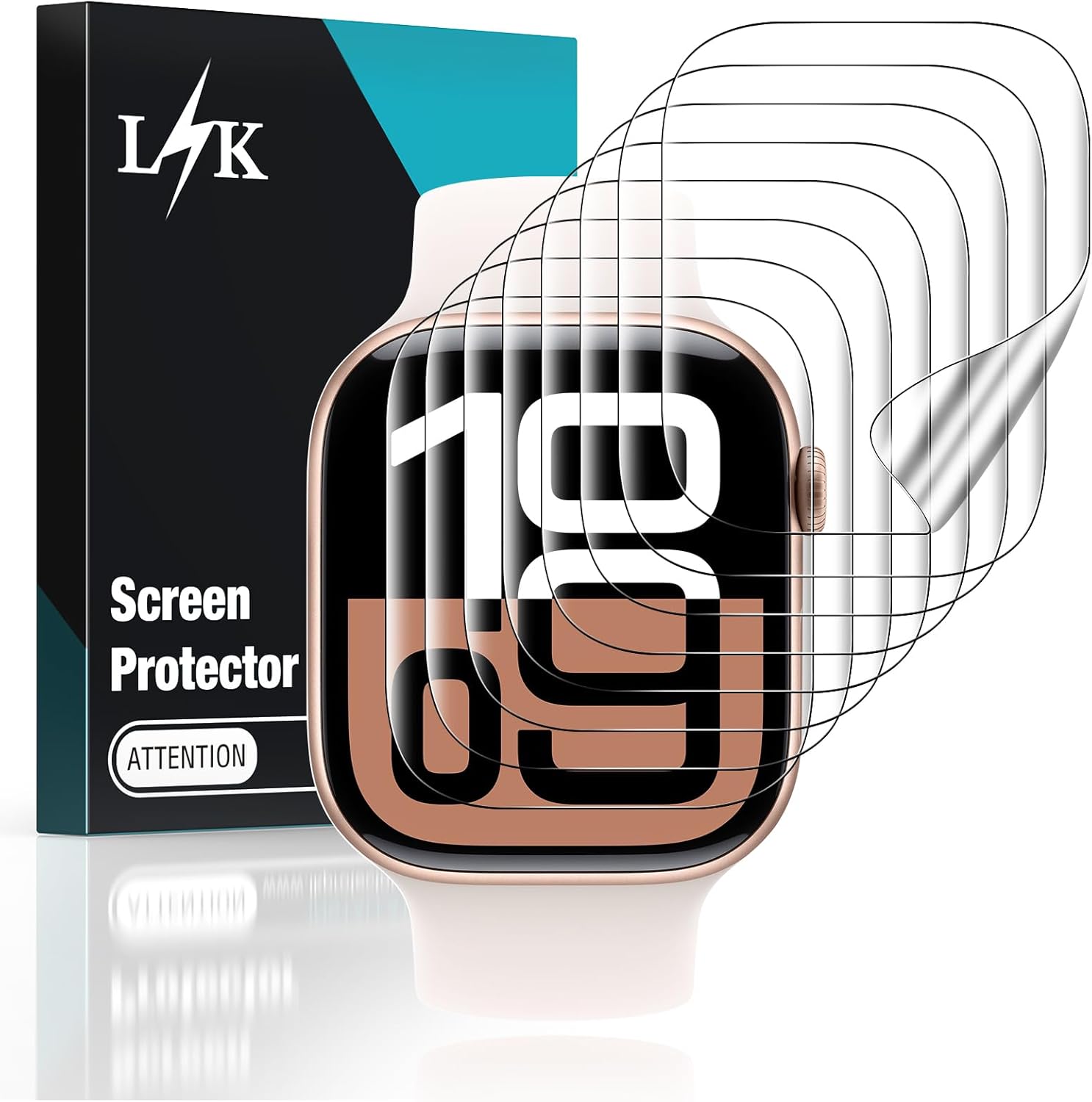 LK 8 Pieces TPU Protective Film for Apple Watch Series 11/10 42 mm – Bubble Free Transparent HD Protective Screen with Easy Installation Kit