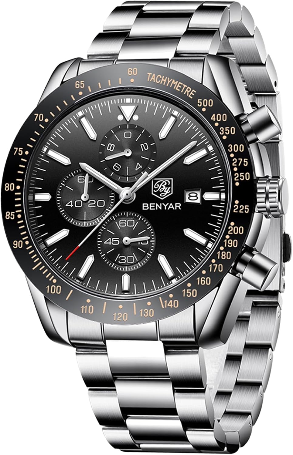 BENYAR BY Men's Chronograph Analogue Quartz Waterproof Luminous Wrist Watch Sports Watches Gifts for Men