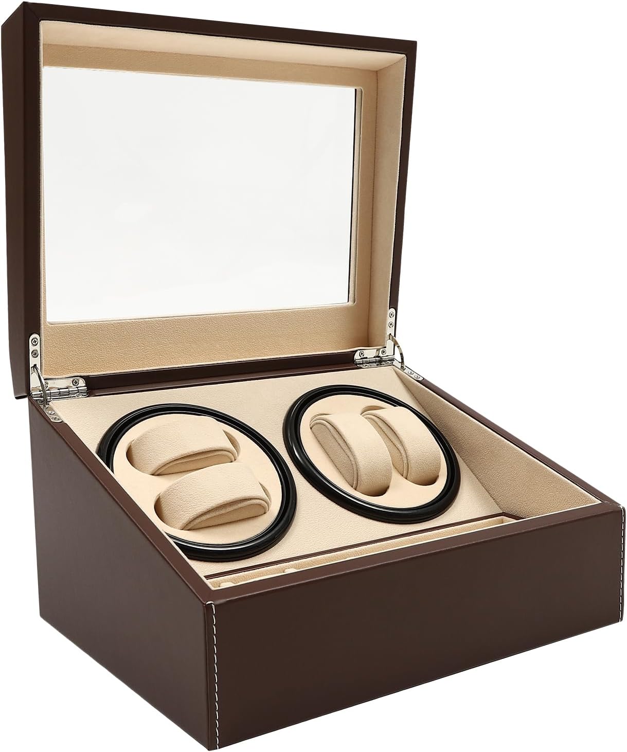 Automatic Watch Winder Box for 4+6 Watches, Wooden Silent Motor for Automatic Watches