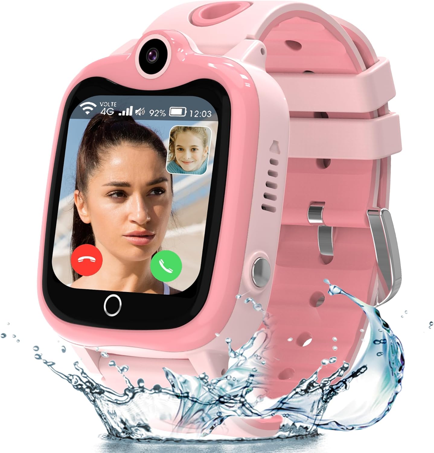 Children's GPS Smartwatch 4G Smartwatch with HD Phone Video Call SOS Voice Chat IP68 Waterproof School Mode Alarm Calculator Pedometer Gift for Boys and Girls