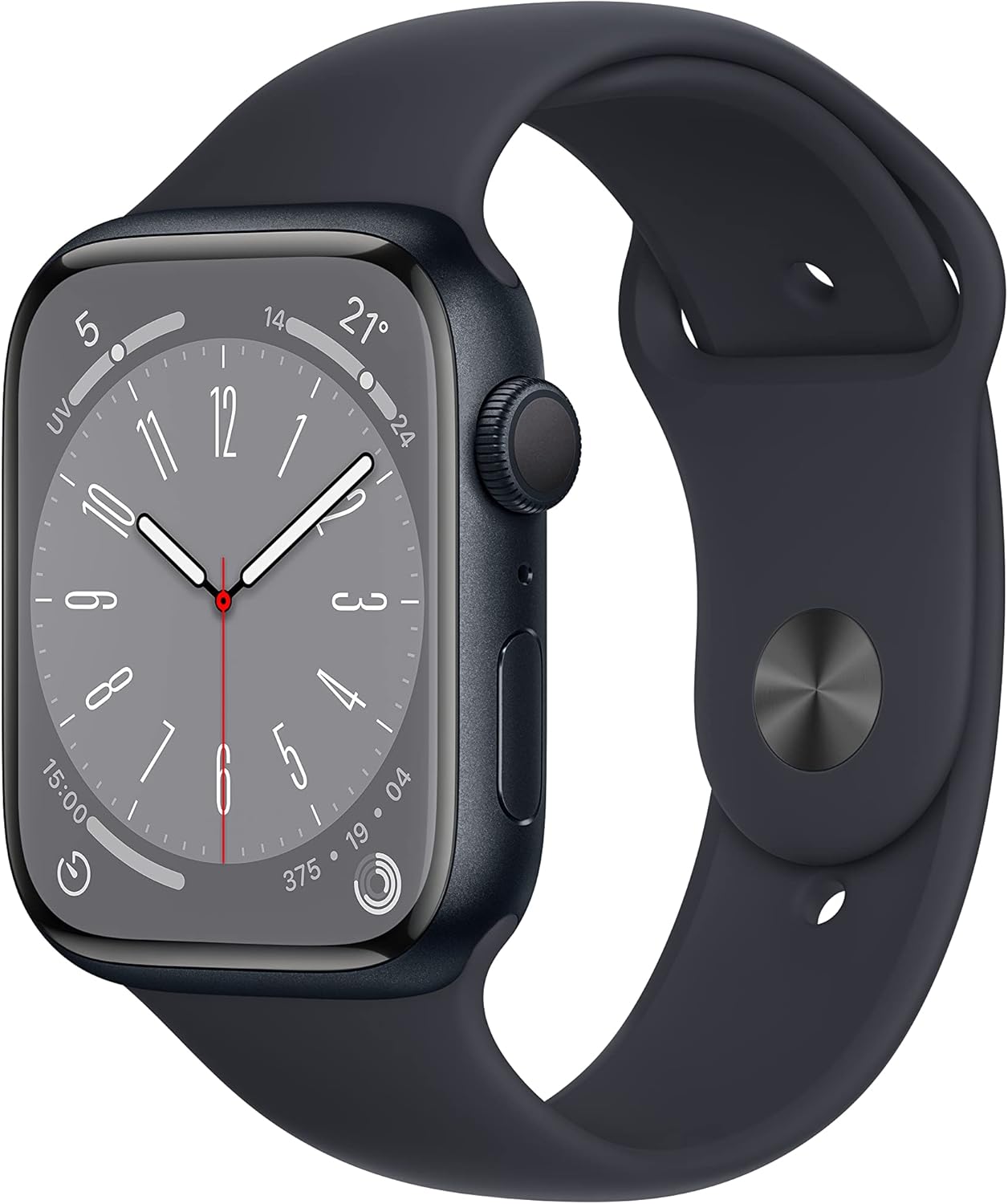 Apple Watch Series 8 (GPS, 45 mm) Midnight Aluminium Case with Midnight Sport Strap (Refurbished)