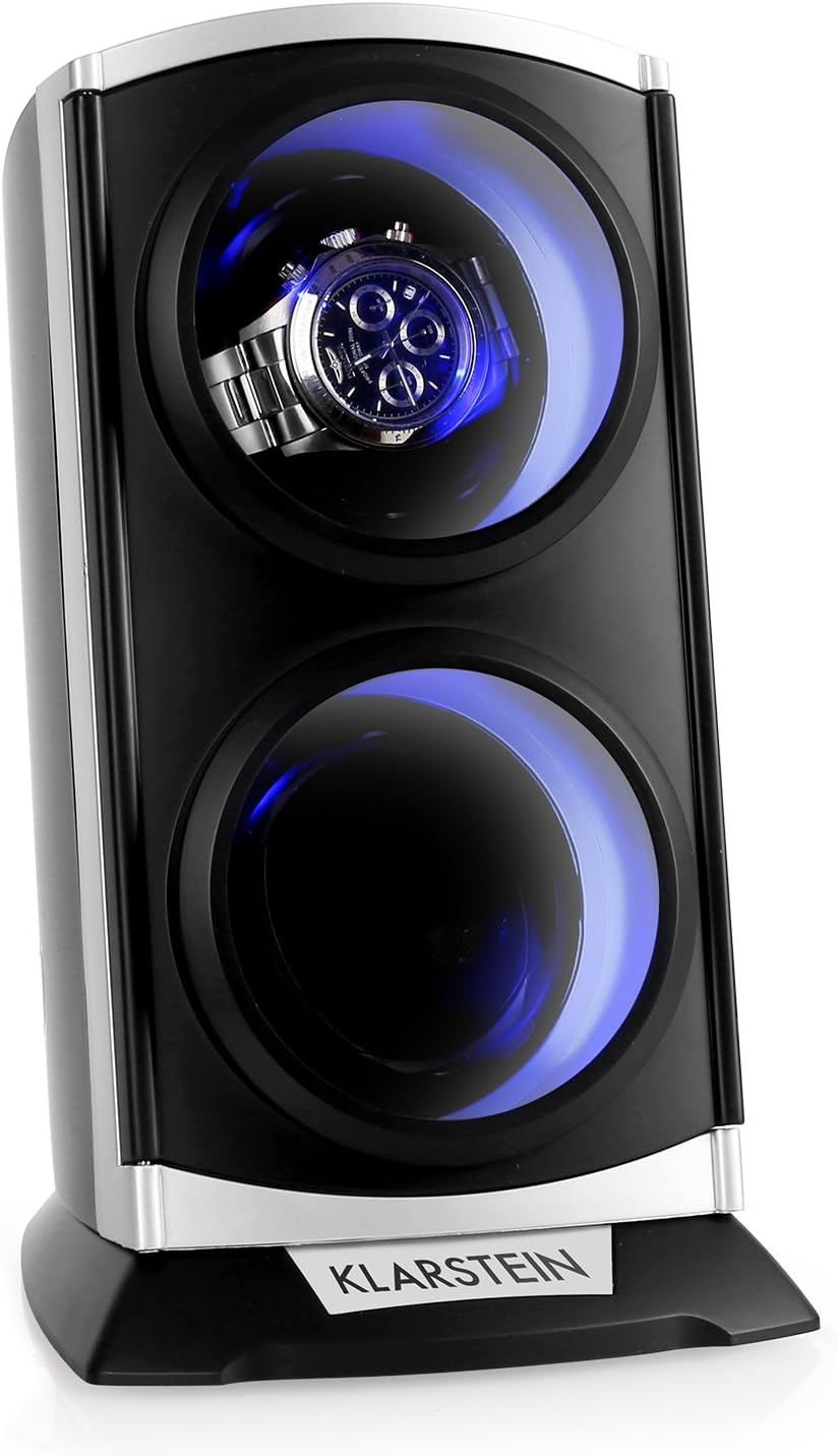 klarstein-st-gallen-premium-time-box-watch-winder-automatic-watch-winder-capacity-2-watches-4-speeds-clockwise-function-led-black-silver