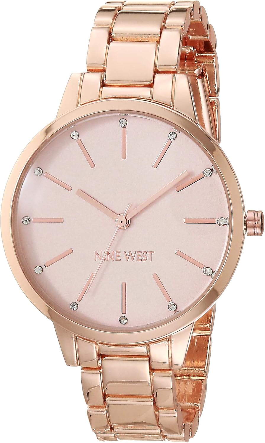 Nine West Ladies Genuine Crystal Accented Strap Watch