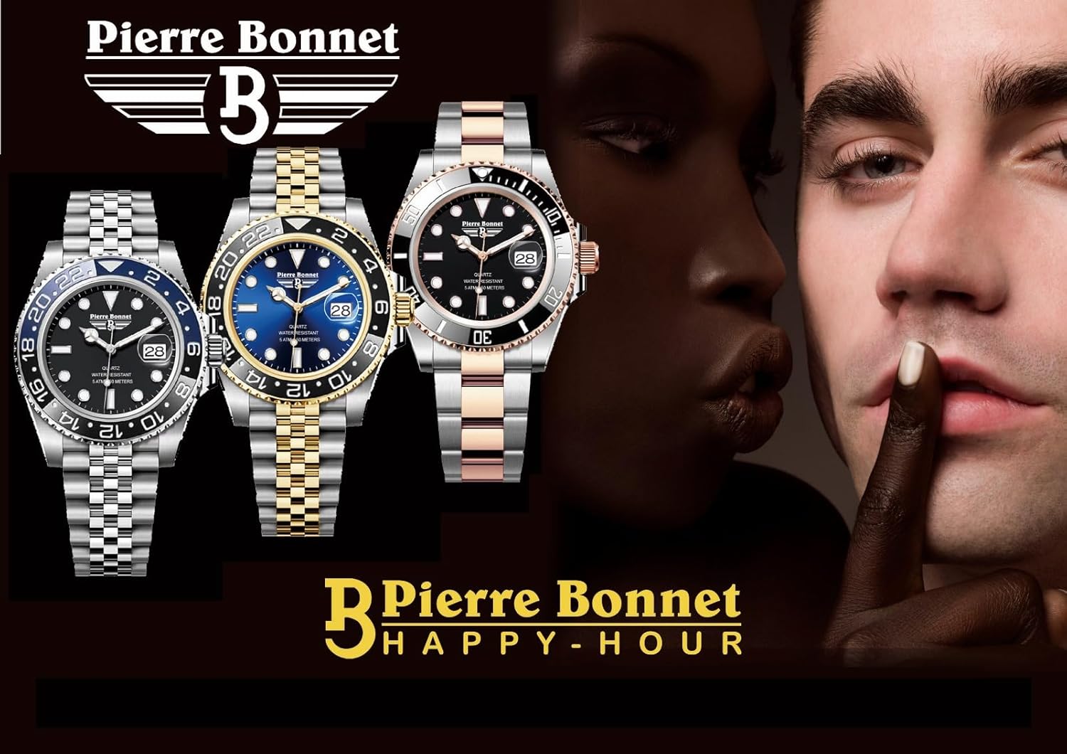 Pierre Bonnet Adventure Men's Sports Watch in Steel 42 mm, Quartz Movement, Rotating Bezel, 5ATM Waterproof, Date Display, Gift Box, Assistance Milano