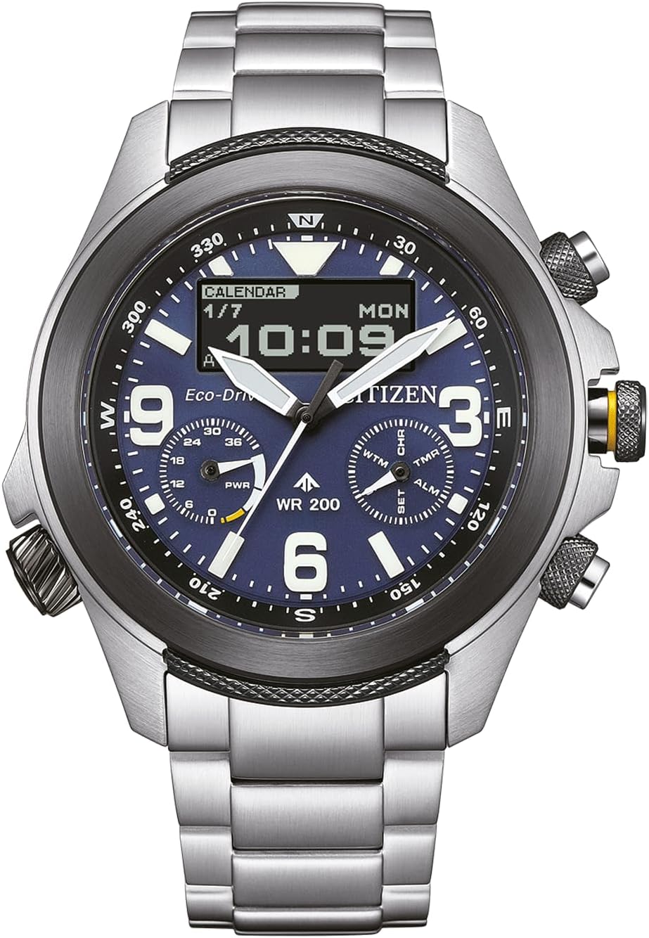CITIZEN JV1006-51L Men's Analogue Digital Quartz Watch with Stainless Steel Strap, silver, bracelet