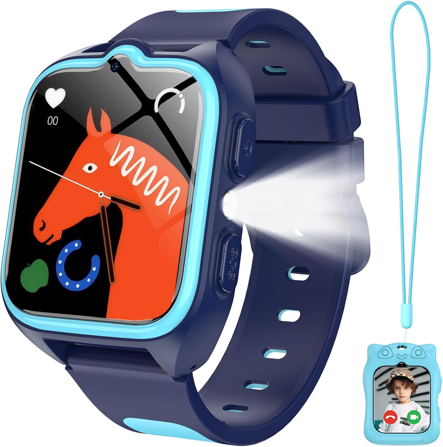 IOWODO 4G Kids Smartwatch GPS Tracker Watch with Video Calling, SOS Function, Camera,Educational Games, 800mAh Battery, Waterproof, Gift for Boys and Girls